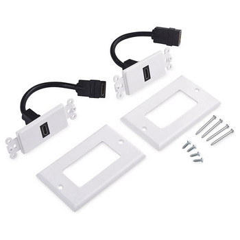 Πλάκα τοίχου 2 συσκευασιών συμβατή με HDMI σε λευκό χρώμα (υποστήριξη 4K UHD, ARC και Ethernet Pass-Thru)