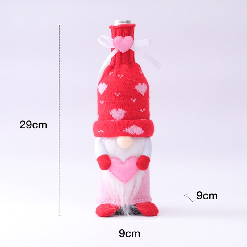 Valentínsky pár bez tváre bábika Adolph fľaša sada víno fľaša bunda