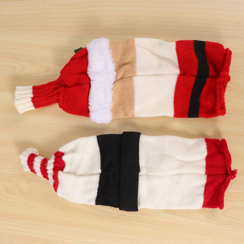 4 ks roztomilých vianočných krytov na fľaše vína, pletených svetrov na fľaše vína na sviatočnú párty, vianočnú dekoráciu stola