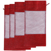 Vianočné tašky, vrecká na fľaše, darčeky so sťahovacou šnúrkou, jutové vianočné obaly, opakovane použiteľné, ľanové, červené, organzové, baliace, šampanské, remeslá, juta