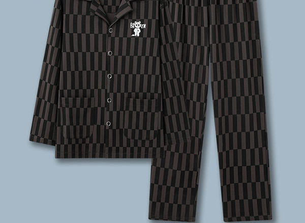 Pijamale bărbați din două piese cu guler