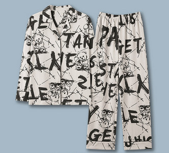 Pijamale de toamnă pentru bărbați cu buzunar și guler