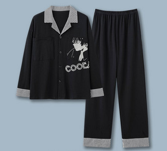 Pijamale de toamnă pentru bărbați cu buzunar și guler