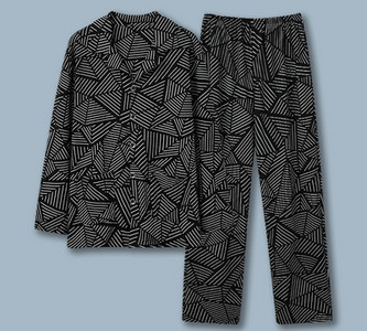 Pijamale de toamnă pentru bărbați cu buzunar și guler