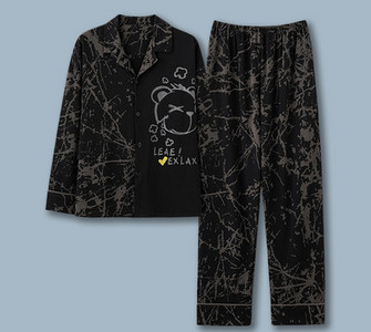 Pijamale de toamnă pentru bărbați cu buzunar și guler