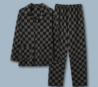 Pijamale de toamnă pentru bărbați cu buzunar și guler