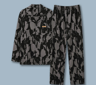 Pijamale de toamnă pentru bărbați cu buzunar și guler