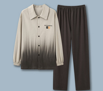 Pijamale de toamnă pentru bărbați cu buzunar și guler