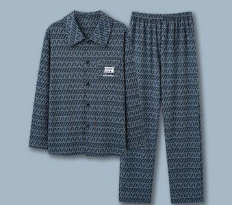 Pijamale de toamnă pentru bărbați cu buzunar și guler