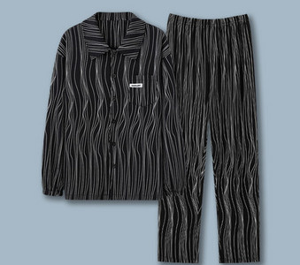 Pijamale de toamnă pentru bărbați cu buzunar și guler