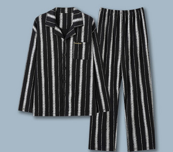 Pijamale de toamnă pentru bărbați cu buzunar și guler