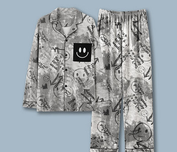 Pijamale de toamnă pentru bărbați cu buzunar și guler