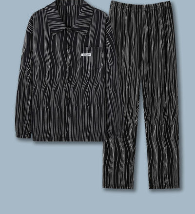 Pijamale de toamnă pentru bărbați cu buzunar și guler