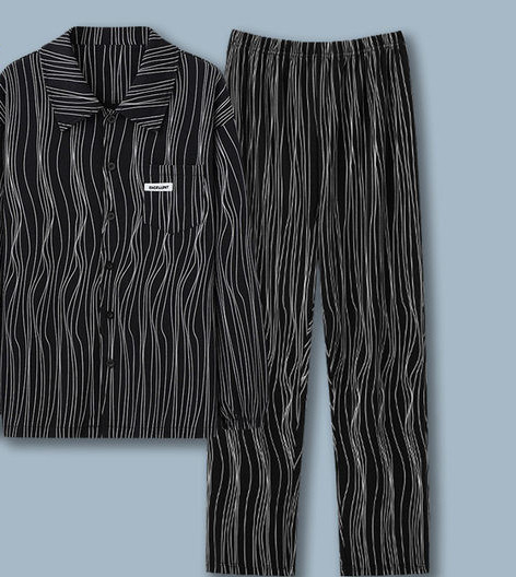 Pijamale de toamnă pentru bărbați cu buzunar și guler