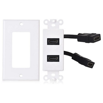 2 пакета HDMI-съвместима стенна плоча в бяло (4K UHD, ARC и Ethernet Pass-Thru поддръжка)