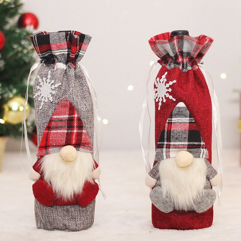 Vyno butelių dangteliai Namų virtuvės stalai Naujųjų metų Kalėdų vakarėlio dekoravimas Forester Doll Bottle Bag Bar restorano dekoras