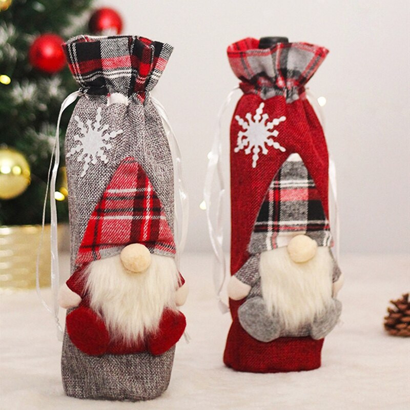 Vyno butelių dangteliai Namų virtuvės stalai Naujųjų metų Kalėdų vakarėlio dekoravimas Forester Doll Bottle Bag Bar restorano dekoras