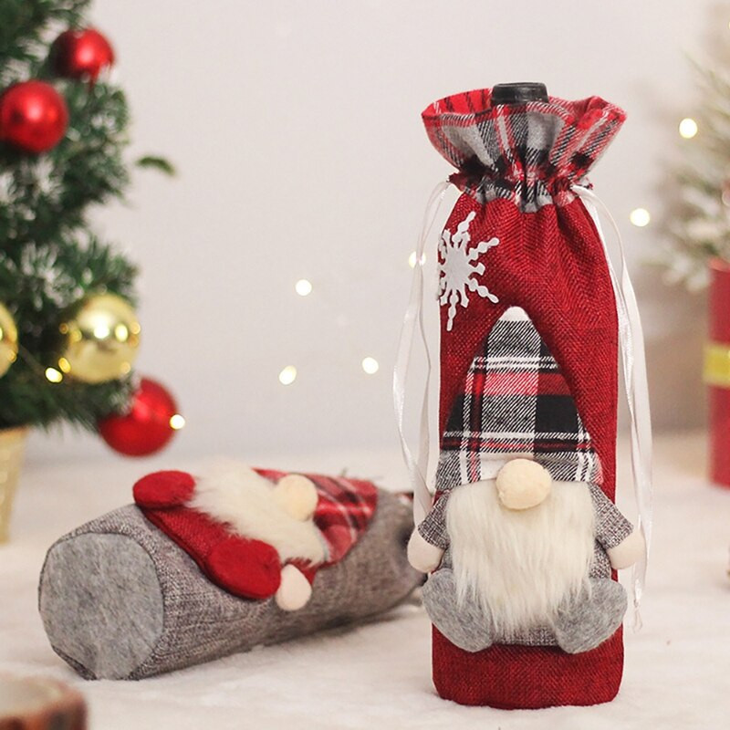 Vyno butelių dangteliai Namų virtuvės stalai Naujųjų metų Kalėdų vakarėlio dekoravimas Forester Doll Bottle Bag Bar restorano dekoras