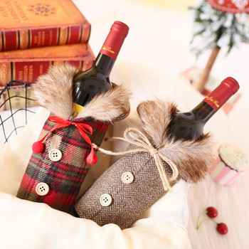Κάλυμμα για μπουκάλι κόκκινου κρασιού Τσάντες καρό Χριστουγεννιάτικη διακόσμηση Καρό Χριστουγεννιάτικη διακόσμηση για το σπίτι Navidad 2022 Πρωτοχρονιάτικη καρό διακόσμηση