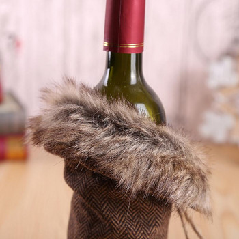 Чанти с капак за бутилка червено вино Карирана коледна украса Карирана коледна декорация за дома Navidad 2022 Нова година карирана украса