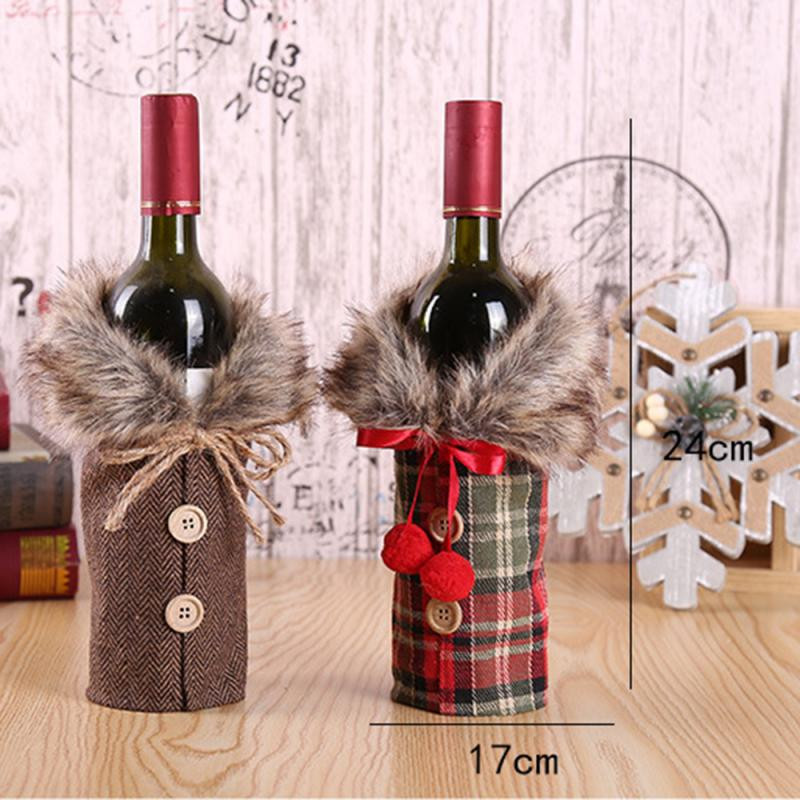 Raudonojo vyno butelių dangtelių krepšiai, languotų kalėdinė puošmena, languota kalėdinė dekoracija namams.