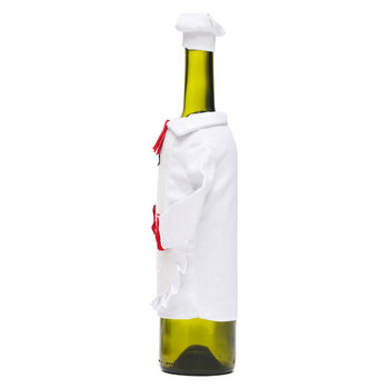 Новогодишна чанта за вино Чаши за вино с гумен ръкав Плажна чанта за вино 3PC Коледна украса Дрехи на готвача Чанта за бутилка вино