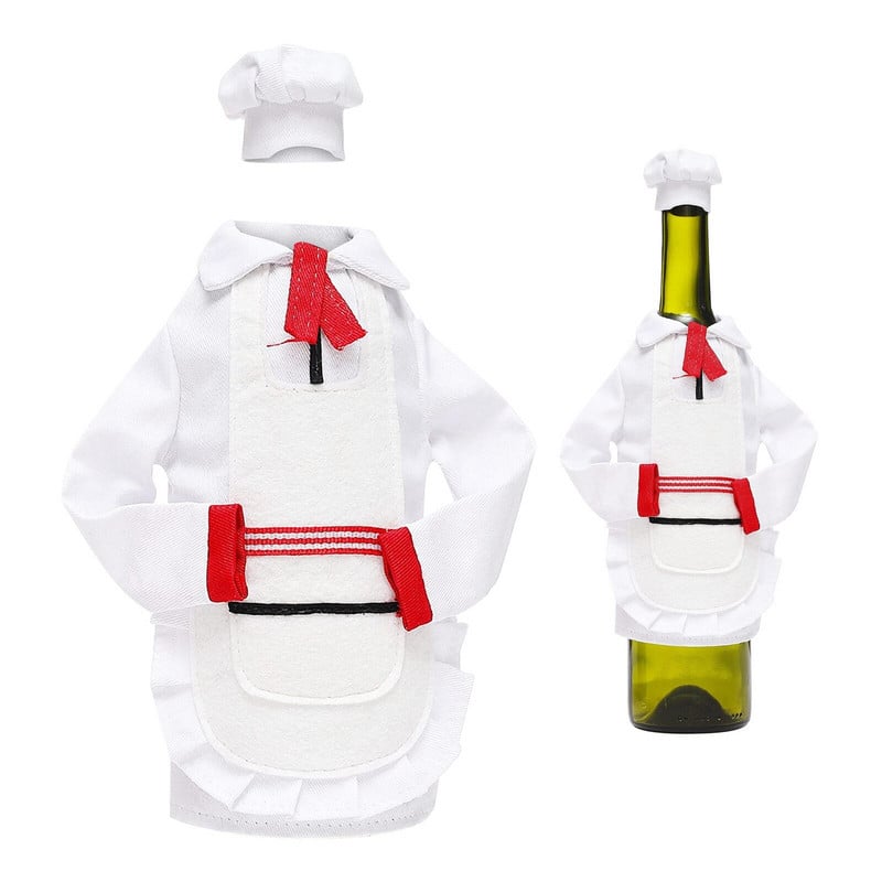 Naujųjų metų vyno krepšys Vyno taurės su guminėmis rankovėmis Vyno paplūdimio krepšys 3 vnt Kalėdų papuošalai Virėjo drabužiai Vyno butelio maišelis