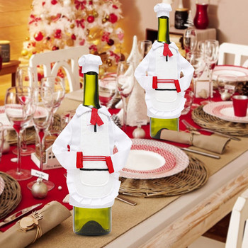 Коледни чаши за вино Комплект от 12 3PC Коледни украси Дрехи на готвача Чанта за бутилка вино Ресторант Дрехи за червено вино Облечете се