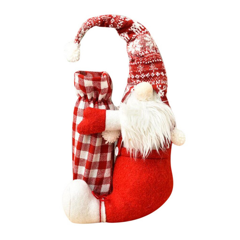 Vianočné karikatúry Santa Claus fľaša vína taška kryt festivalový stôl dekorácia