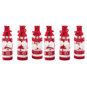 6 ks roztomilých vianočných obalov na fľaše vína, pletených svetrov na fľaše vína na sviatočnú párty, vianočnú dekoráciu stola