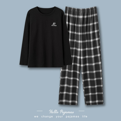 Jesenska muška pidžama od bluze s okruglim izrezom i donjim dijelom