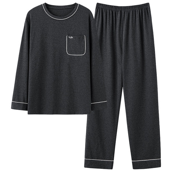 Jesenska muška pidžama od bluze s okruglim izrezom i donjim dijelom