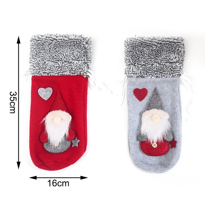 2 db Merry Christmas Gnome borosüveg fedőtáska Mikulás karácsonyi otthoni vacsora party dekoráció