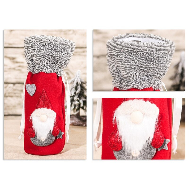 2 db Merry Christmas Gnome borosüveg fedőtáska Mikulás karácsonyi otthoni vacsora party dekoráció