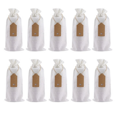 Vrećice za vino od vreće Vrećice za poklone za vino s vezicama, jednokratni poklopci za boce vina s užadima i oznakama