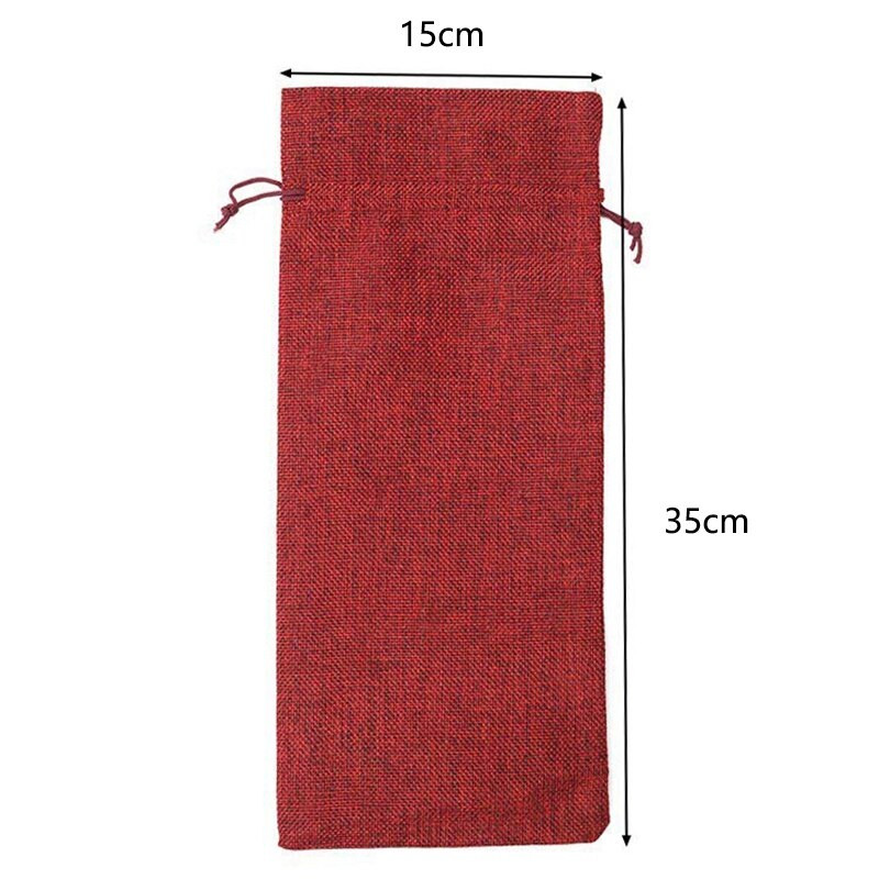 20 bucăți pungi de vin din iută, 13,7 x 5,9 inci, pungi de cadou pentru sticle de vin din Hessian cu șnur (roșu vin)