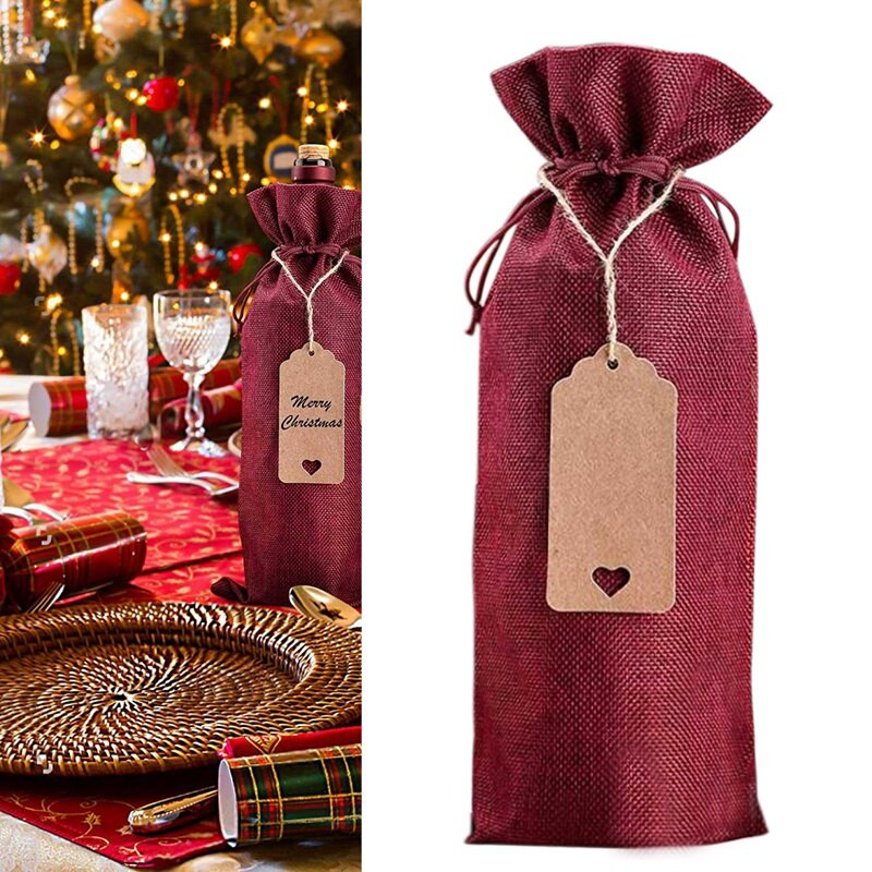 Vyno maišeliai Vyno maišeliai Vyno dovanų maišeliai, 20 vnt vyno butelių maišeliai su raišteliu, etikete ir virve, daugkartinio naudojimo vyno butelių dangtelių maišeliai