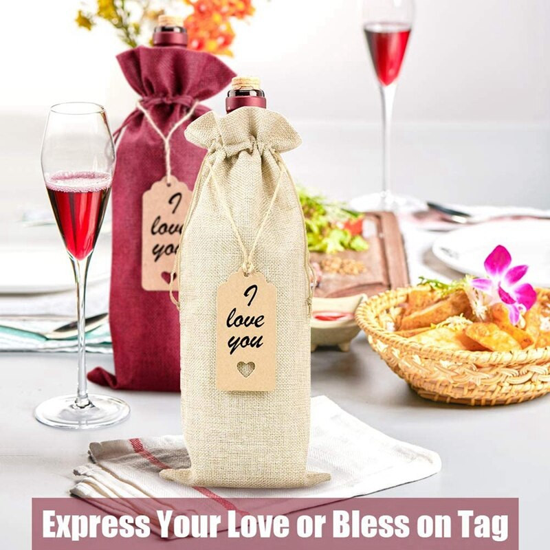 Vyno maišeliai vyno maišeliai Vyno dovanų maišeliai, 20 vnt vyno butelių maišeliai su virvele, etiketė ir virve, daugkartiniai vyno butelių dangteliai