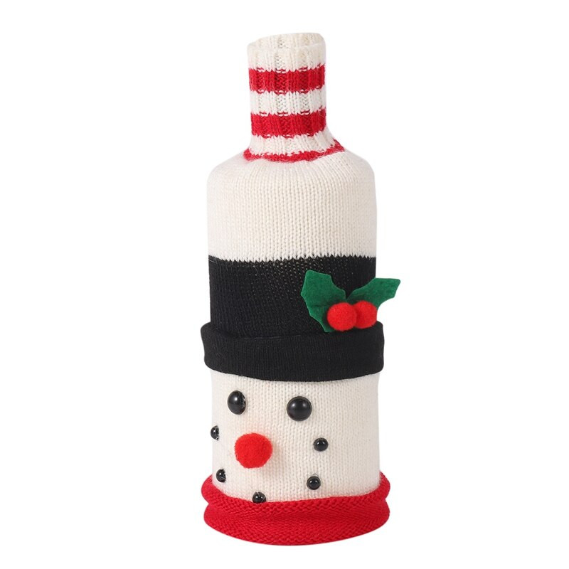 4 db Aranyos karácsonyi borosüveg huzat Kötött borosüveg pulóver ünnepi partira karácsonyi asztal Lakberendezés-FS-PHFU