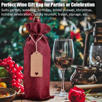 Практични чанти за вино от чул Торби за подаръци за вино, 20 бр. Чанти за бутилки вино с шнур, етикет и въже, Чанти за многократна употреба, капаци за бутилки вино
