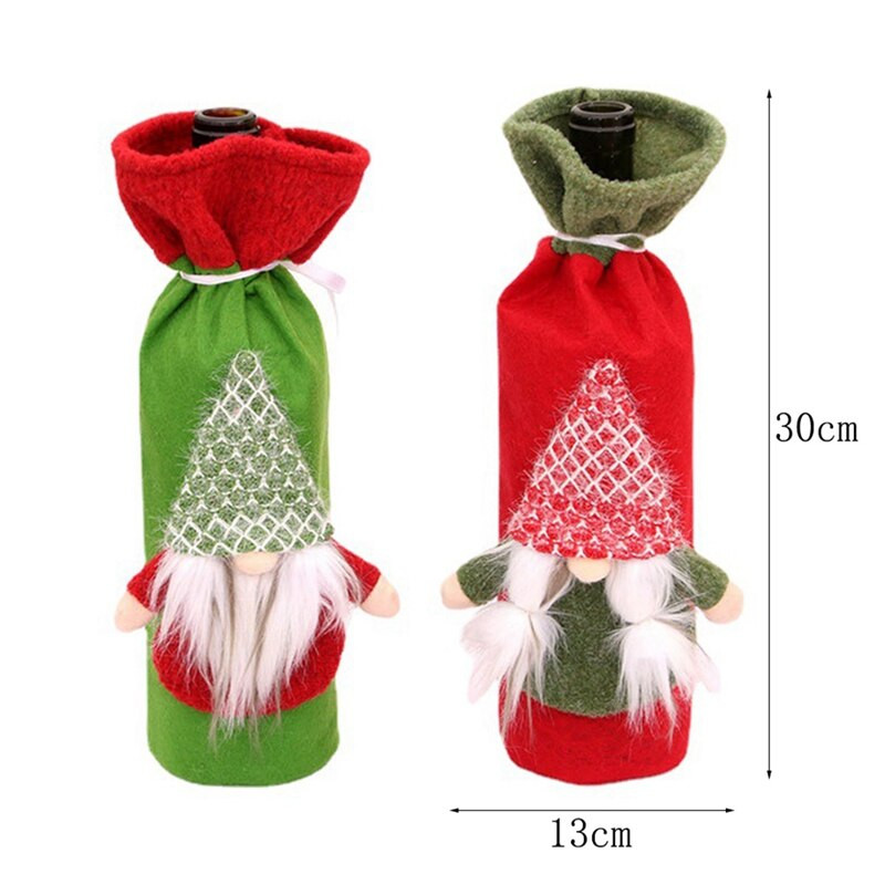 2 ks vianočných svetrov, obal na fľašu vína, opakovane použiteľné tašky na fľaše vína na sviatočnú párty, vianočný stôl, dekorácia domácnosti