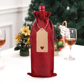 16 τμχ Τσάντες κρασιού από λινάτσα γιούτας Χριστουγεννιάτικο ντεκόρ Καλύμματα μπουκαλιών σαμπάνιας με κορδόνια συσκευασία δώρου Τσάντα κρασιού για γαμήλιο πάρτι