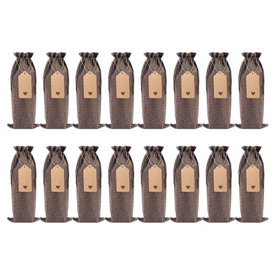 16 ks jutových vrecúšok na fľaše vína, vianočná dekorácia, sťahovacie šnúrky na fľaše šampanského, darčekové balenie, taška na víno na svadobnú hostinu