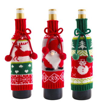 Коледна бутилка Old Man Nnitted Red Bottle Cover Красива чаша за вино Електрическа отварачка за вино Подаръчен комплект Комплект чаши за вино с дръжка Комплект от 12