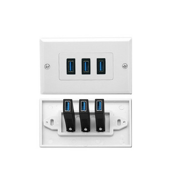 HOT SALE Πάνελ τριών θυρών USB 3.0, μετάδοση πληροφοριών πολλαπλών λειτουργιών, φόρτιση υψηλής ταχύτητας, αμερικανικό πίνακα τριών θυρών