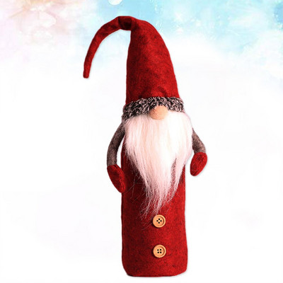 Vianočné škriatkovia, kryty na fľaše, švédske ozdoby na fľaše Tomte s motívom škriatkov, vrecúška na fľaše Santa Claus na sviatky, červené