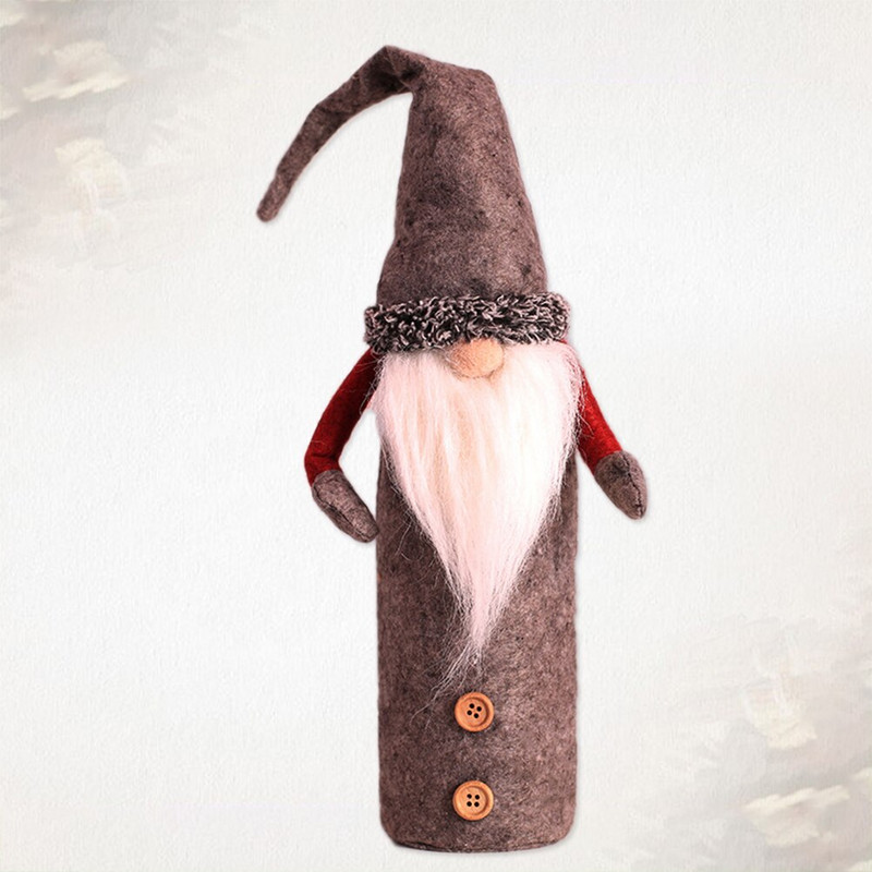 Vianočné škriatkovia, kryty na fľaše, švédske ozdoby na fľaše Tomte s motívom škriatkov, vrecúška na fľaše Santa Claus na sviatky, červené
