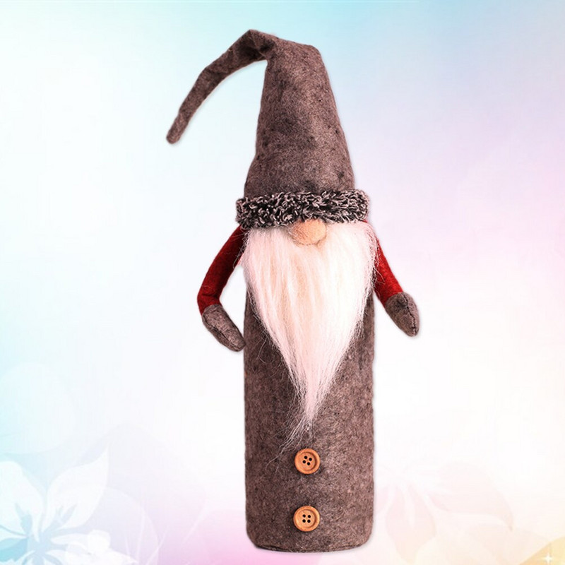 Vianočné škriatkovia, kryty na fľaše, švédske ozdoby na fľaše Tomte s motívom škriatkov, vrecúška na fľaše Santa Claus na sviatky, červené