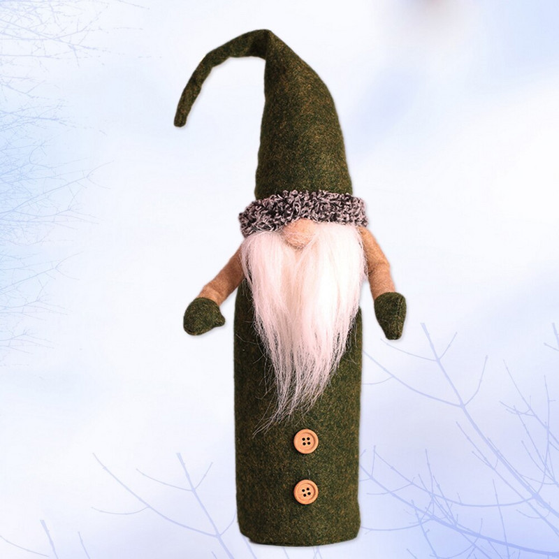 Vianočné škriatkovia, kryty na fľaše, švédske ozdoby na fľaše Tomte s motívom škriatkov, vrecúška na fľaše Santa Claus na sviatky, červené