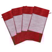 Krepšys Butelis Krepšiai Kalėdų raišteliai Dovanų audinys Kalėdų dangteliai Šventiniai Daugkartinio naudojimo lininiai Raudoni Organza Šampano Įvyniojimai Craftdiy Džiutas